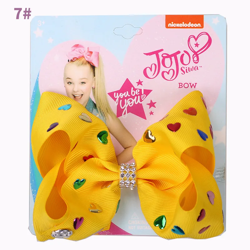 14 шт./лот 5 дюймов JOJO SIWA банты лента бант для волос с зажимы для волос банты Стразы центр Детские волосы для девочек Аксессуары Головные уборы