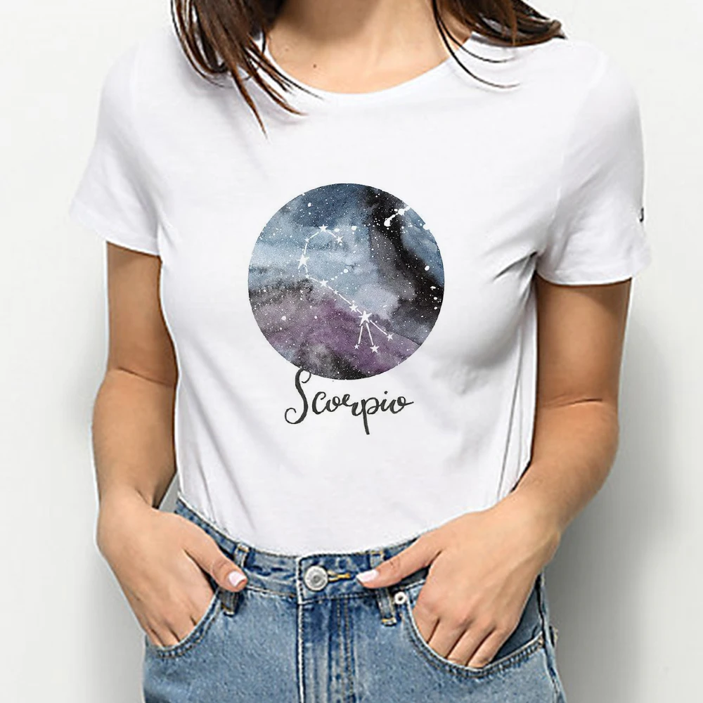 

European and American Style Starry sky Print Exquisite T-shirt High Quality Durable Cheap Top Round Neck Gorgeous Trend Tshirt