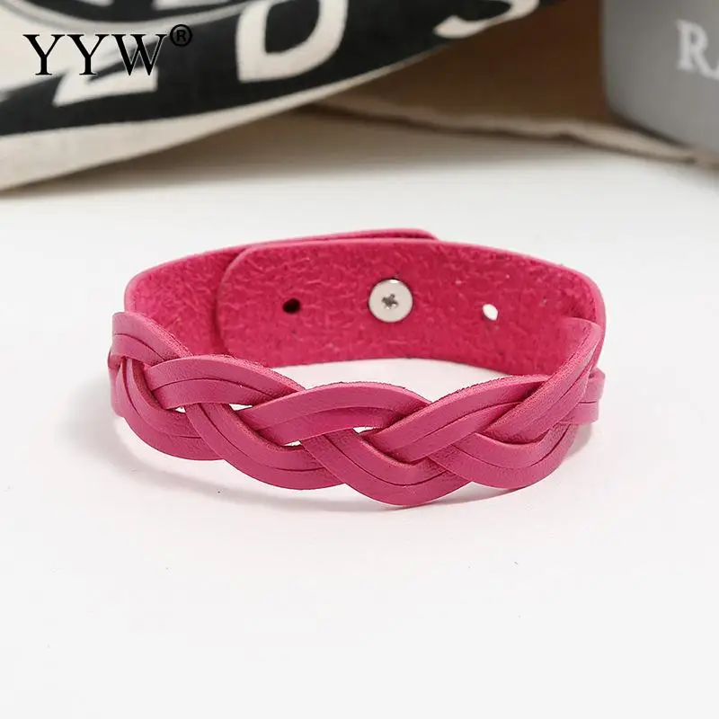 Женский кожаный браслет с кнопками из нержавеющей стали | Украшения и аксессуары