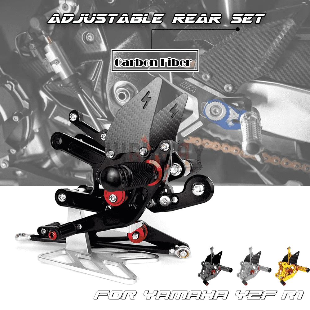 

Motorcycle Carbon Fiber & CNC Rear Set Footrest Pegs Rearset Accessories For YAMAHA YZF-R6 2006-2016