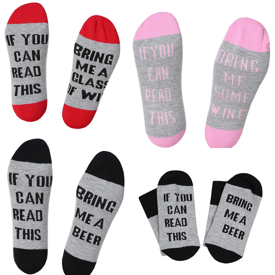 

1 Pairs IF YOU CAN READ THIS Socks Bring Me A Glass Of Wine Cotton Casual Socks Women Men Funny Ankle Socks Unisex Couple Socks