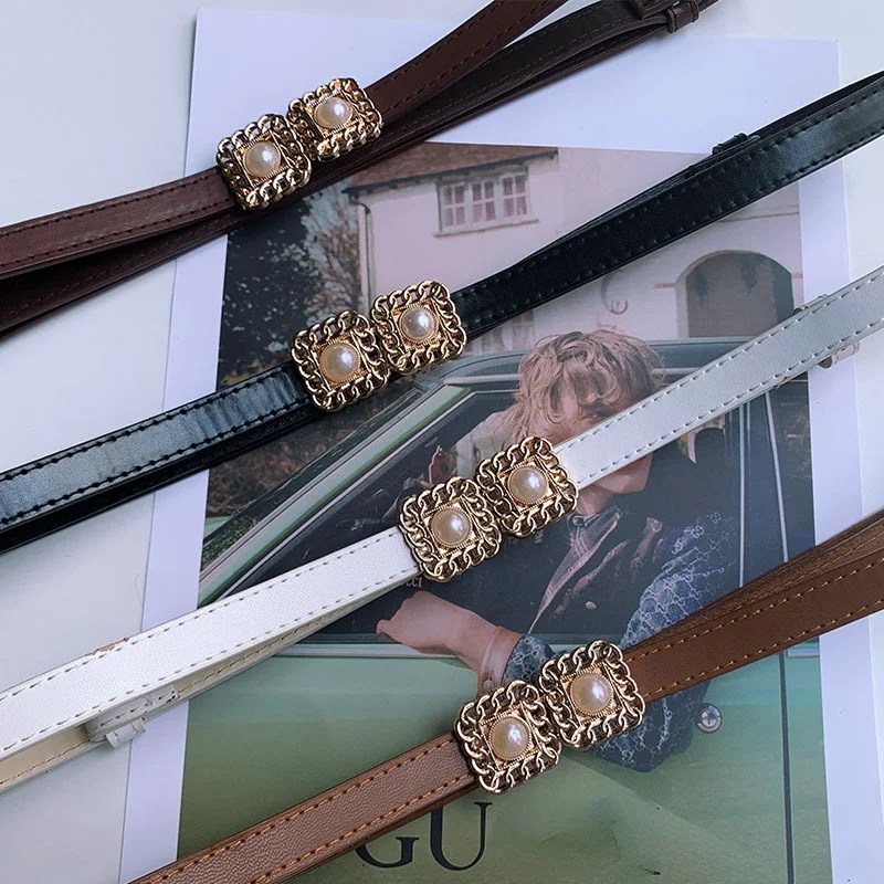 

Simple Women's Leather Belt Female Thin Waist Adjustment Fashion Belts For Women Luxury Designer Brand Waist Strap Cummerbund