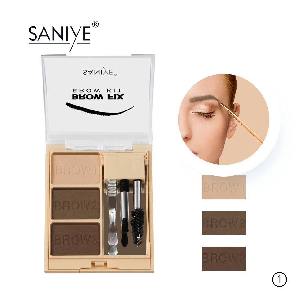 Профессиональный набор для макияжа бровей SANIYE 3 цвета с кисточкой палитра