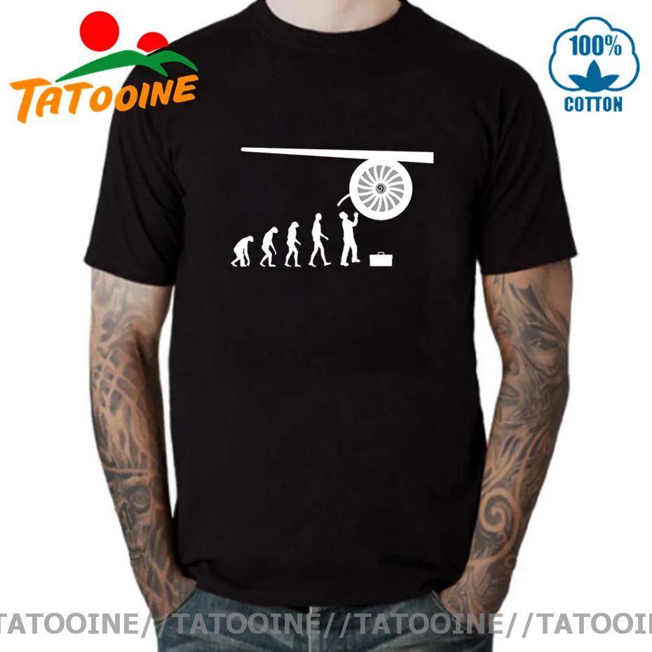 

Tatooine Aeroplane Aircraft Engine Mechanic Evolution T shirts men Funny Airplane Technician Evolution T-shirt 2020 New Arrival