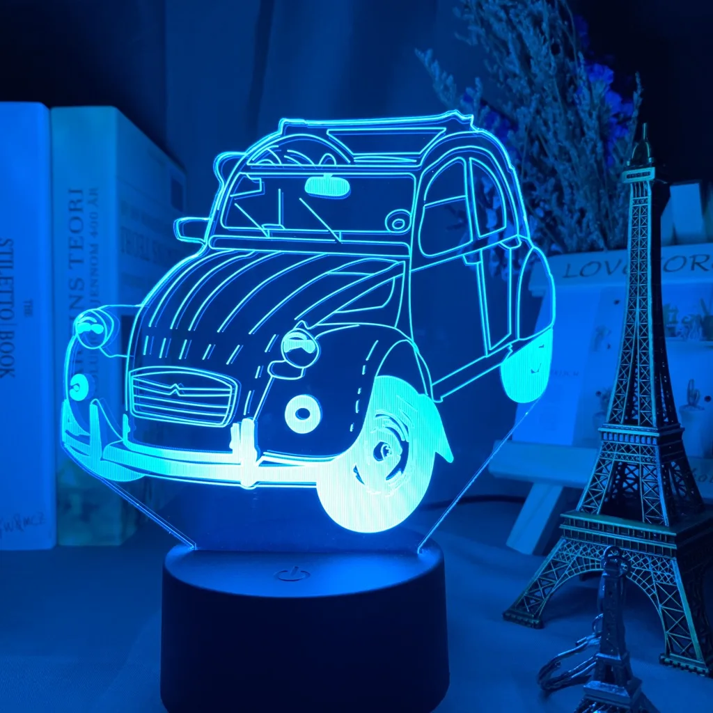 Винтаж автомобиль 2cv 3d иллюзия светодиодный Ночной светильник для украшения дома детская Спальня взрослых офисный Декор Светильник крутая Классическая автомобиля 3d лампа