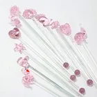 Творческий Розовый в форме сердца, Фламинго с короткими рукавами с изображением слона, рыбы, стопы; С принтом розы; Рост: Ангел Дизайн Стекло коктейльные палочки домашний бар вечерние палочка для перемешивания