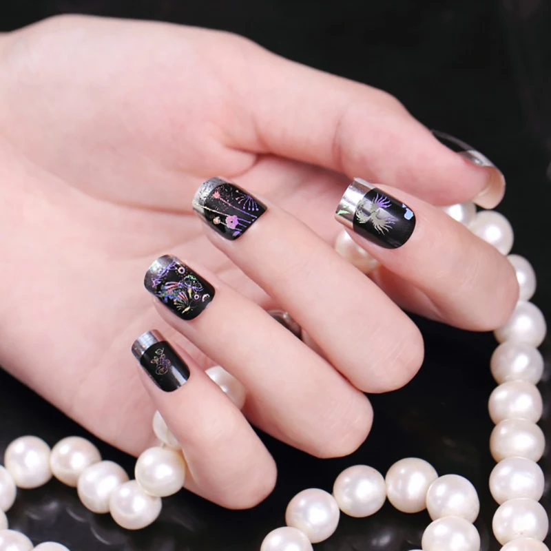 4*100 см/рулон Голографическая фольга для ногтей пламя Одуванчик панда бамбук Holo