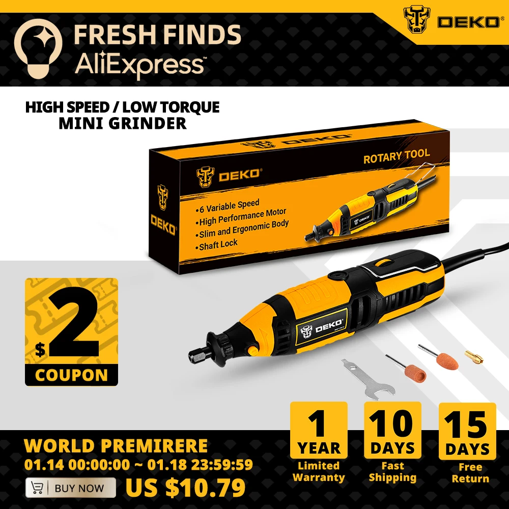  Электрическая дрель DEKO DKRT135ST/170ST, 220 В переменного тока, миниатюрная шлифовальная машина, вращающийся инструмент для шлифования, резки, …