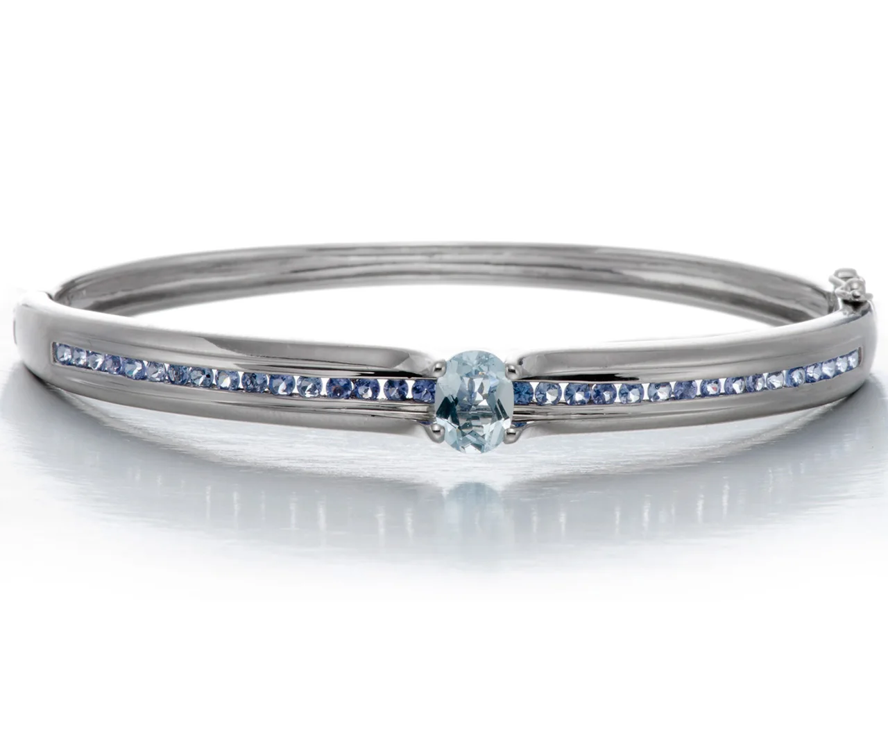

GESIDE Tanzanite and Aquamarine Rhdoium Over Sterling Silver Bangel. jewelry gifts for women infinity plain bangle ancle