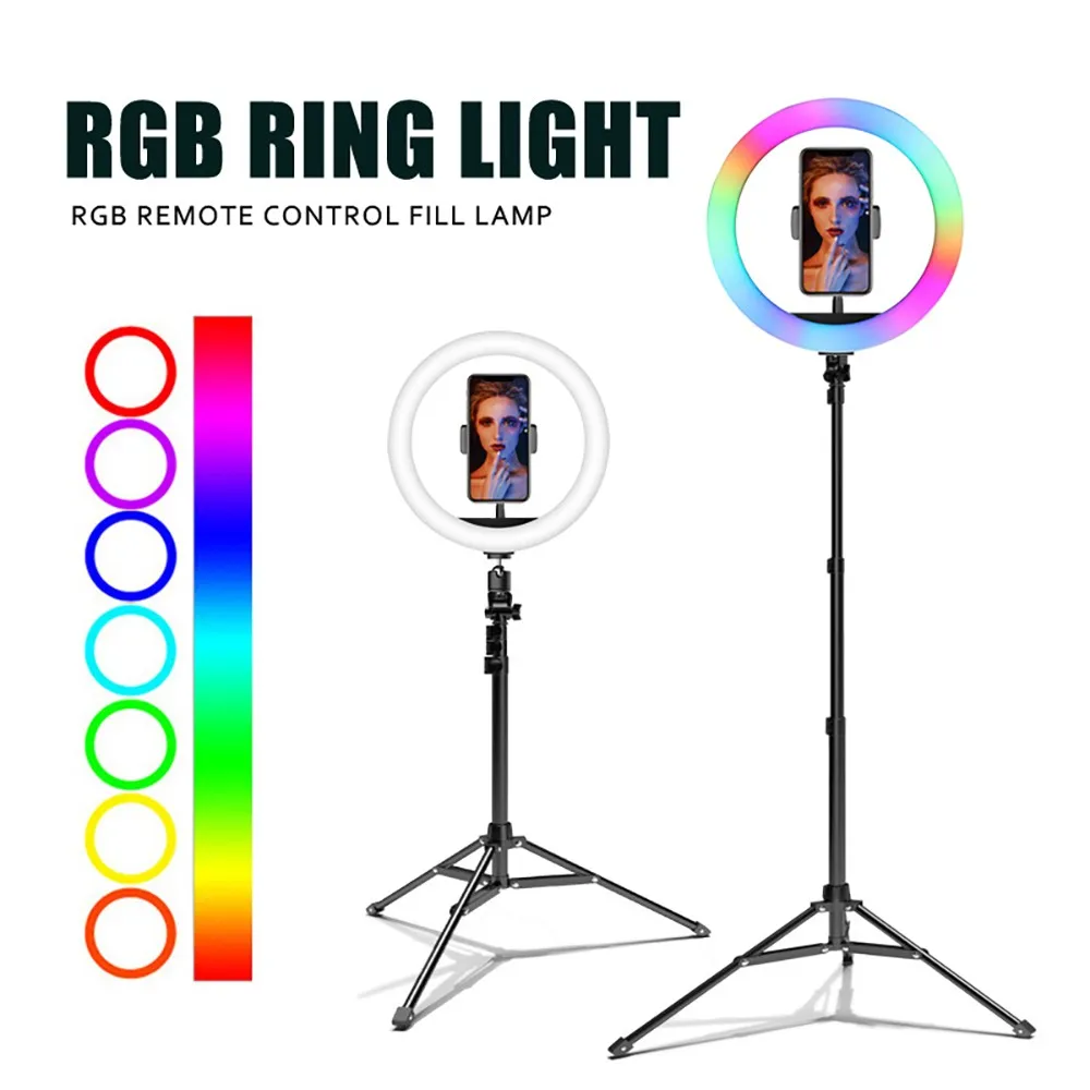 

Fofun Dimmable LED Selfie Ring Light Vlog Blogger Youtube Video Live RGB Fill Light Makeup Table Lamp Tripod 20/26/33CM Lamp