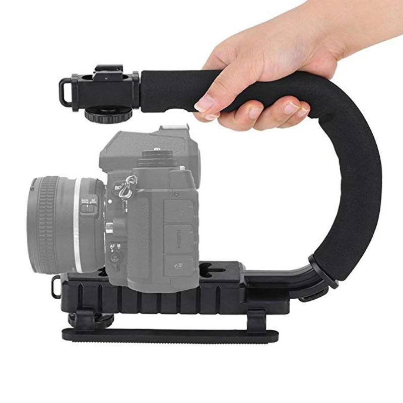 3 Shoe Mounts U/C Shaped Bracket Holder Handle Handheld Video Action Stabilizer Grip for Canon Nikon Sony DSLR Camera Camcorder |