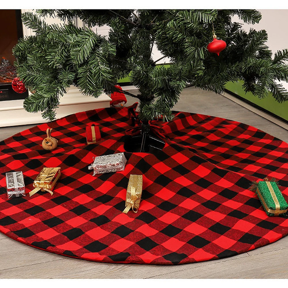 1 Pcs Christmas Tree Dress Ornament Classic Red And Black Plaid Skirt Placed Gift Up Family Venue Layout | Дом и сад