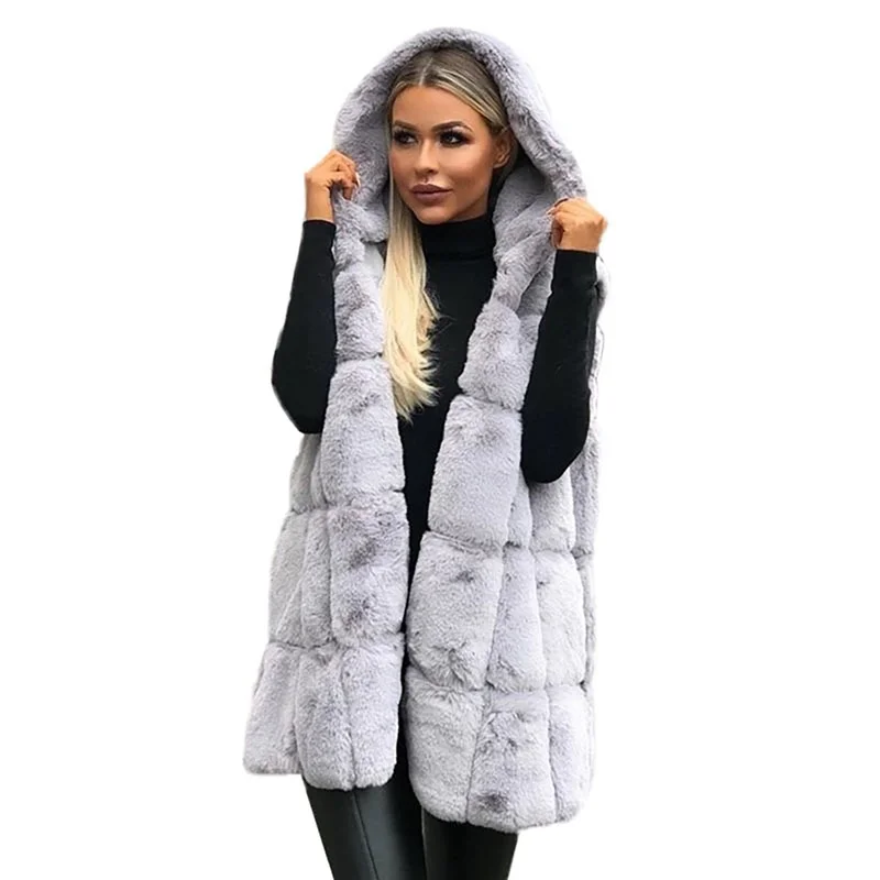 Women Plush Faux Fur Solid Color Casual Sleeveless Warm Vest Jacket Autumn Winter Waistcoat Cashmere Cardigan Luxury Fleece Coat