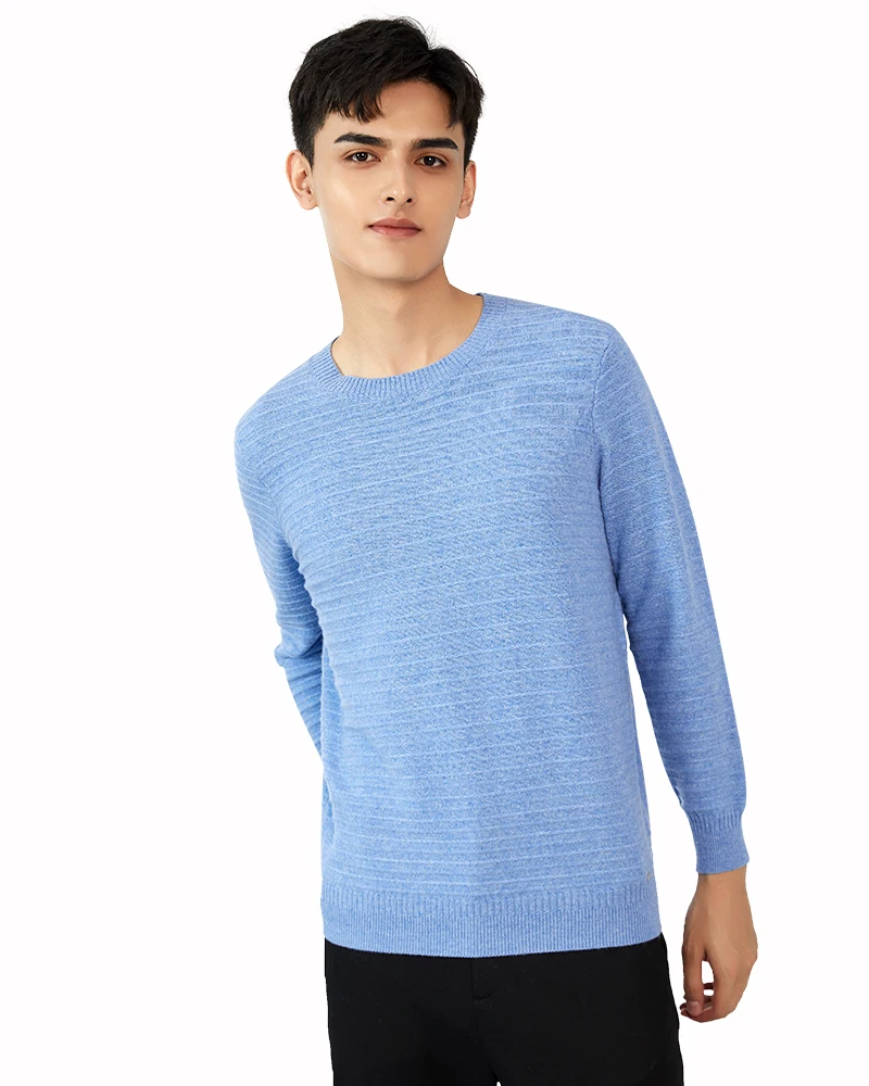 Zhili Men's 100% Cashmere Solid Color Crewneck Sweater