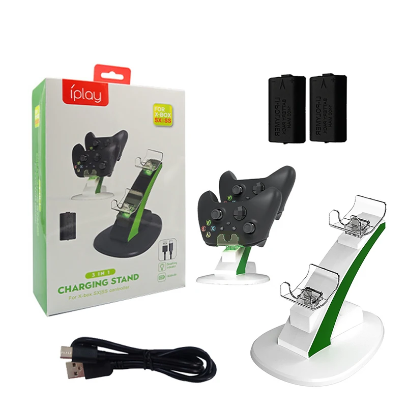 

HBX-257 3 in 1 Charging Stand for XBOX Series X S Controller Charger Dock with Battery Pack Battery Cover Type-C Adapter