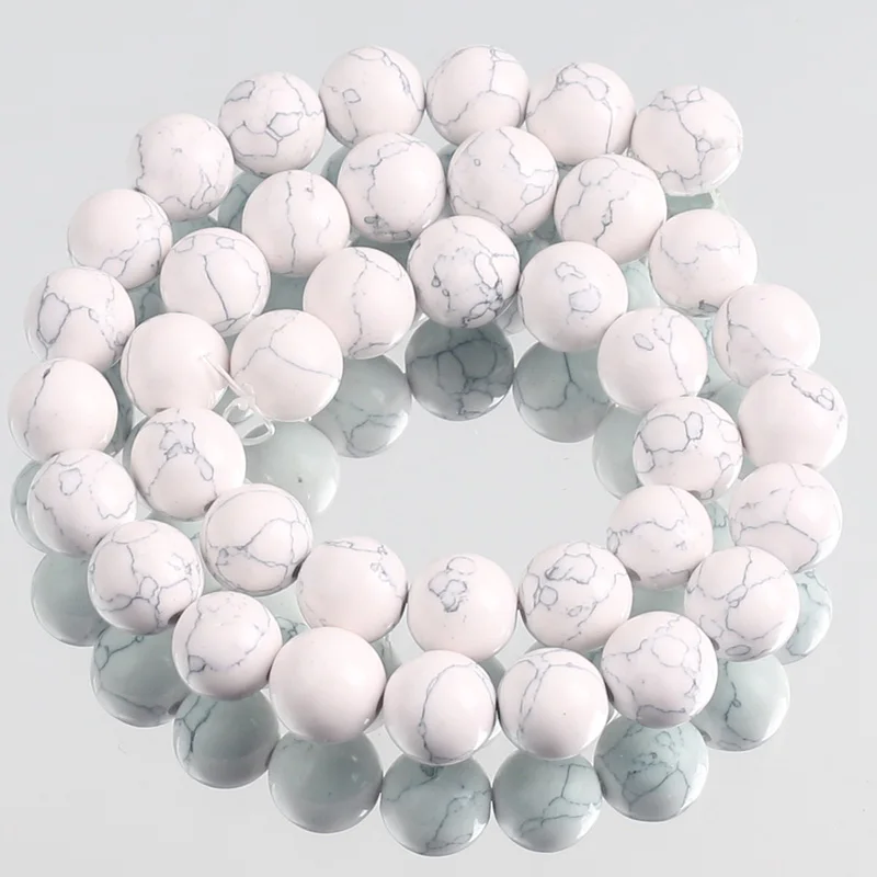 

Natural Stone White Howlite Turquoises Round Loose Spacer Beads For Jewelry Making Diy Bracelet Accessories 4/6/8/10/12MM 15Inch
