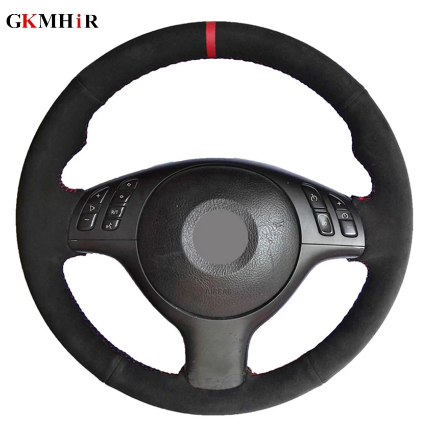 DIY ручной работы черная замша чехол рулевого колеса автомобиля для BMW E39 E46 330i 525i 530i