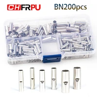 200pcsboxed butt wire connector awg 22 10 tinned copper crimp terminal sleeve bare terminal crimp connector kit