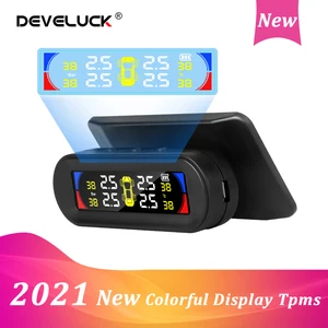 develuck colorful display tpms automatic brightness solar power wireless car tire pressure monitor system screen accessories ce free global shipping