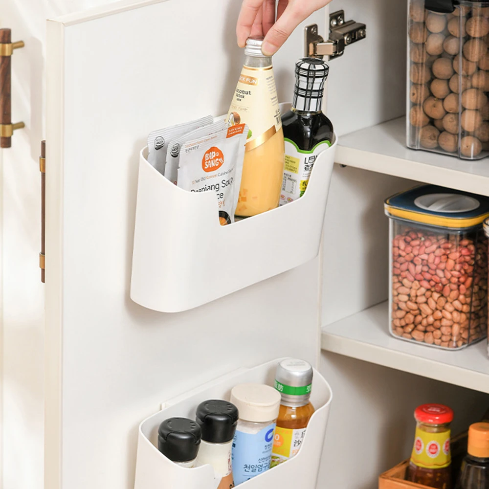 

2022 Kitchen Organizer Cabinet Hanging Door Spice Rack Stick Plastic Storage Container Under Sink Punch-free Kitchen Accessories