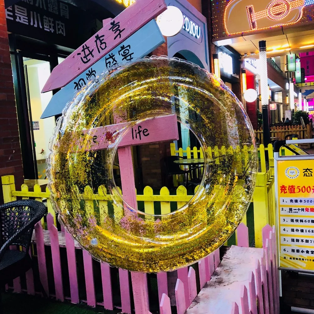 Надувной круг для бассейна блестящее кольцо плавания 90 см 120 | Спорт и развлечения