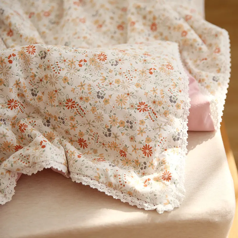 للبيع الأزهار الصيف السرير لحاف مع الدانتيل تكدرت القطن الخالص الصيف بطانية باردة ل الصيف الفراش لحاف للأطفال الاطفال المفرش