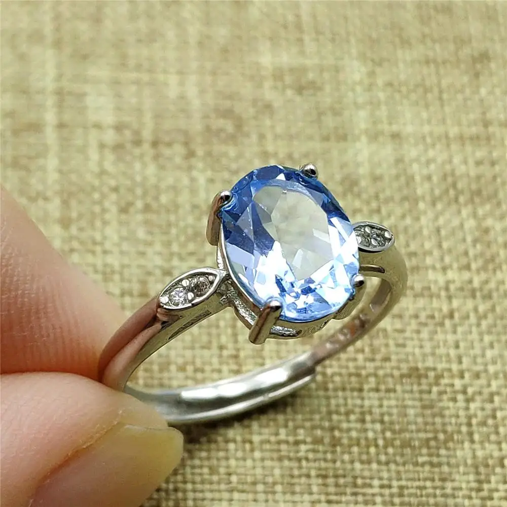 Подлинное кольцо с натуральным топазом и синим драгоценным камнем регулируемое