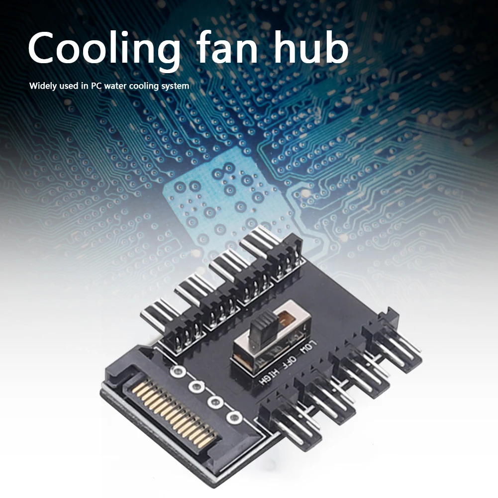 12V SATA 1 to 8 3PinPower Socket PCB Adapter Splitter Cooler Cooling Fan Hub 2 Level Speed Control PC Computer IDE Molex |