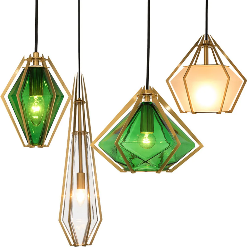 Подвесной светильник из цветного стекла в скандинавском стиле светодиодный