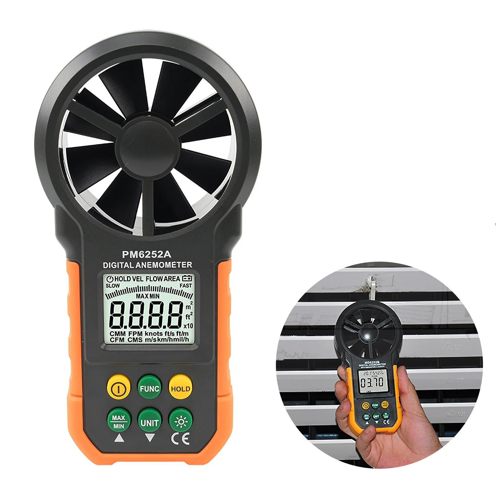 

Цифровой анемометр PEAKMETER PM6252A, ручной измеритель скорости ветра для измерения детской скорости, температуры и охлаждения ветром