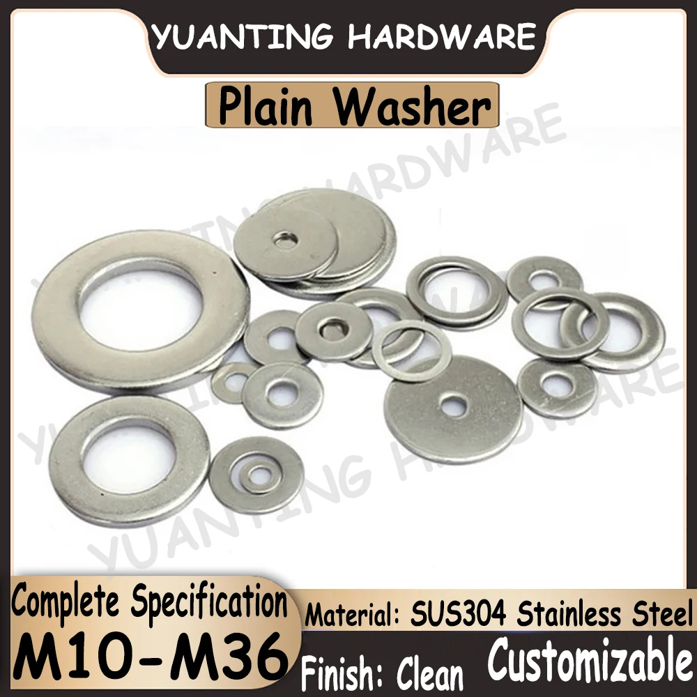 

1 шт.-30 шт., простая шайба из нержавеющей стали SUS304 M10 M12 M14 M16 M18 M20 ~ M36