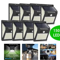 100 150 led solar light outdoor solar wall lamp pir motion sensor waterproof solar porch light for garden outdoor decoration