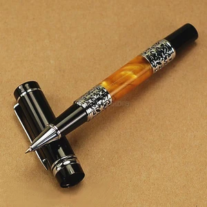 Bookworm 675 Celluloid Roller Ball Pen Beautiful Silver Flower Pattern Writing Pens Office Home School Supplies