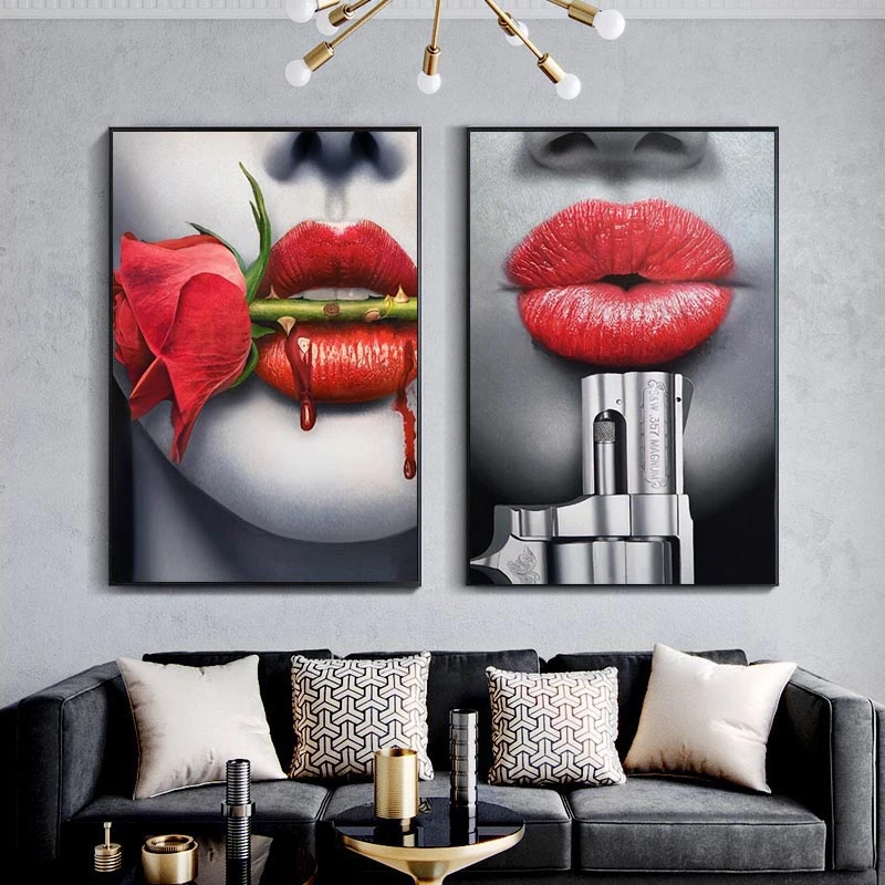 Сексуальные кровотечения губы холст настенные картины художественные плакаты и
