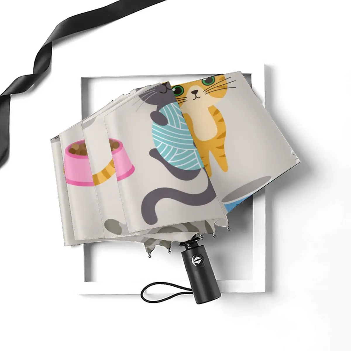 Prezzo Ombrello Automatico Pioggia Donna Ombrello A Tre Pieghe Razze Di Gatti Giocattoli E Alimenti Ombrello Antivento Ombrello Impermeabile Femminile