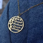 Индивидуальное ожерелье с именем Древа жизни на заказ, подвеска с сердцем, звездой, луной, персонализированная бижутерия из нержавеющей стали, женское ювелирное изделие, чокер