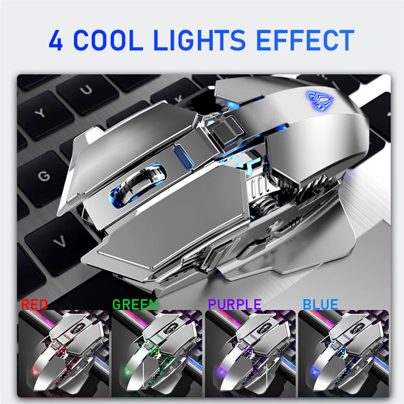 AULA SC300 2.4G Wireless Mouse Rechargeable 4-Color RGB Gaming Auto-sensing Smart Sleep Ergonomic Optics for MacOS Windows | Компьютеры и