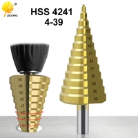 4 39 mm hss titanium coated step drill bit drilling power tools for metal high speed steel wood hole cutter cone drill