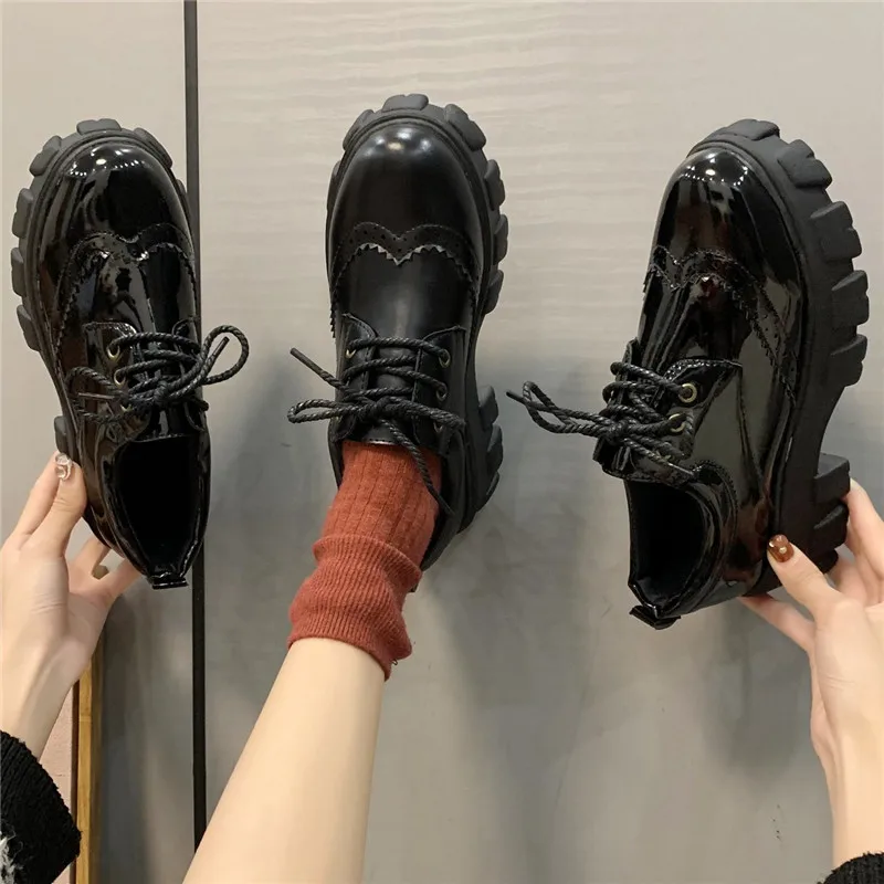 

COOTELILI/женские туфли-лодочки, круглый носок на платформе и нескользящей подошве; Цвета: черный, базовые, на среднем каблуке, черного цвета, на шнуровке, женские туфли-лодочки женская обувь Размеры; Большие размеры 35-39