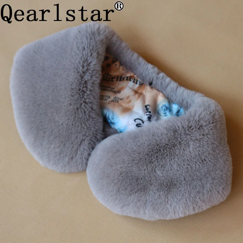 Qearlstar зимний искусственный меховой воротник из кролика рекс для куртки капюшон для женщин и мужчин пальто меховые шарфы Роскошный декор высокое качество шарф WME08