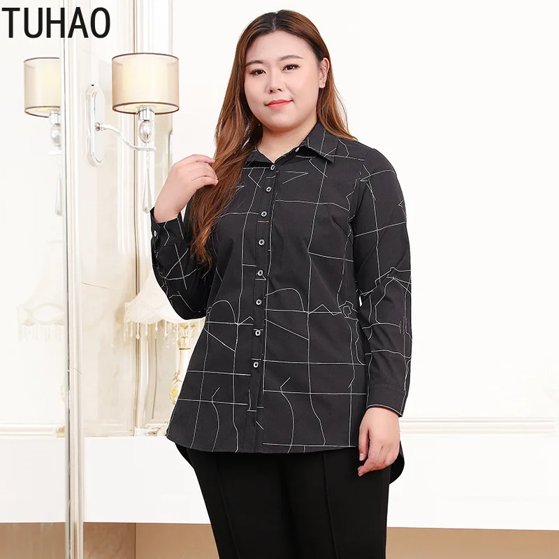 TUHAO весна офис леди рубашка размера плюс блузка 10XL 9XL 8XL женская обувь Блузки Топы