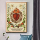 Картины на холсте с изображением Священного Сердца Иисуса, настенные картины для декора гостиной