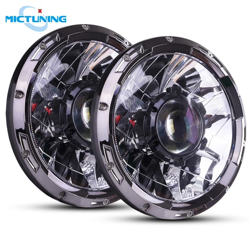 MICTUNING 7 ''Модернизированный автомобиль светодиодный вождения H4 головной светильник s с лазерный светильник может занять от 10 до 30V 6000K высокоскоростная точечного комбинированного лампы для Jeep Wrangler
