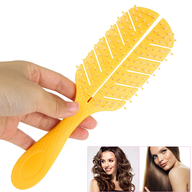 

1PC Yellow Hair Brush Hair Massage Comb Leaf-Shaped Hairbrush Salon Hairdressing Tools