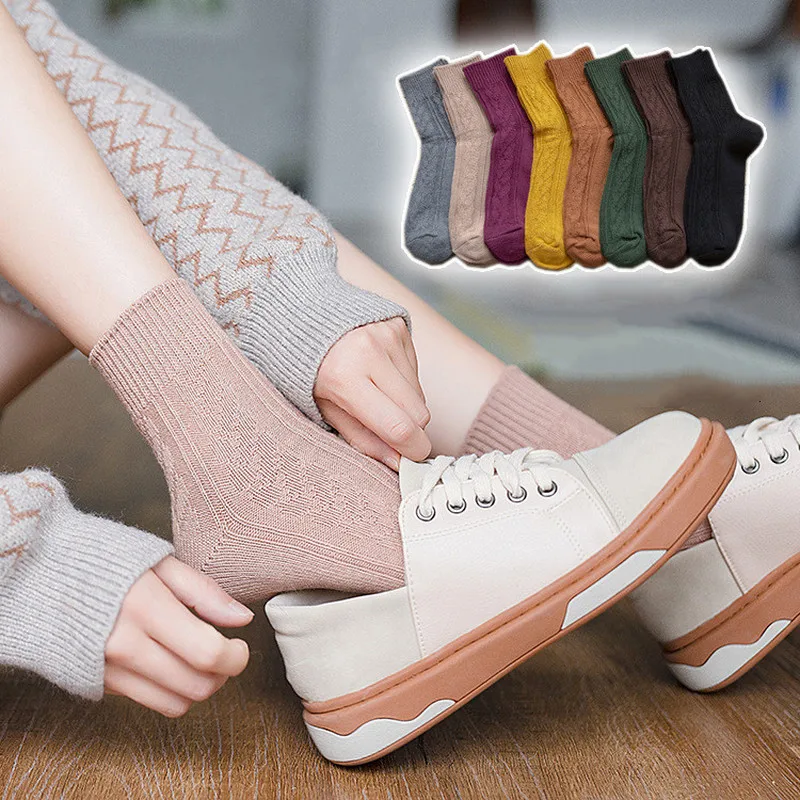

Clearance Sale Winter Warmer Women's Socks Cotton Knitted Japanese Kawaii Thermal Socks Harajuku Vintage Streetwear Crew Socks