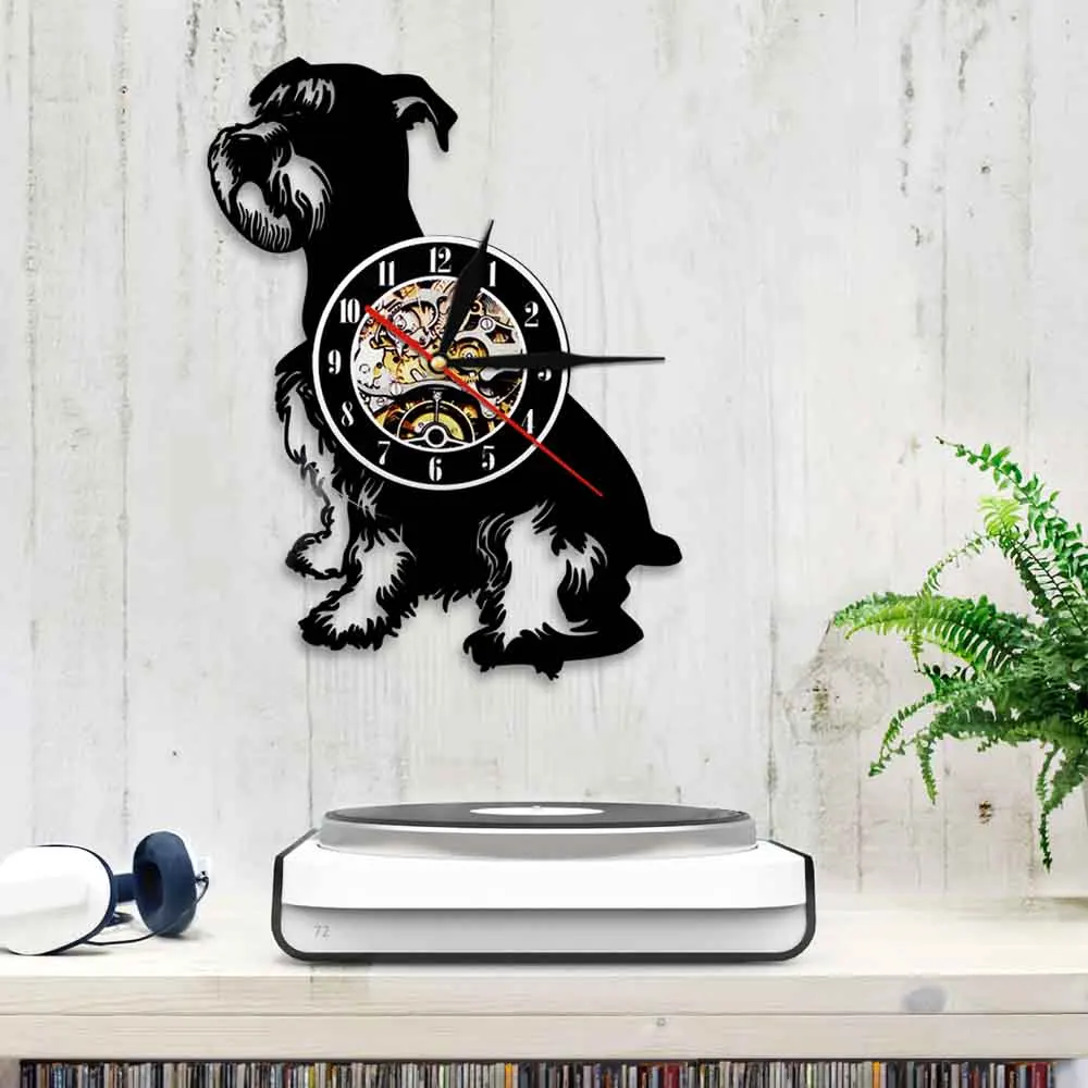 Виниловые настенные часы с изображением собаки шнауцера|Настенные часы| |