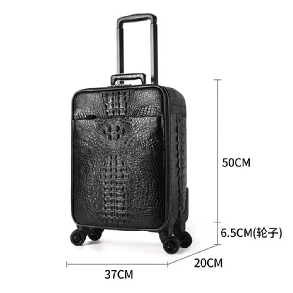 hujingsha Crocodile leather luggage box  universal wheel Pull rod box men and women 20 inch password  Crocodile leather box