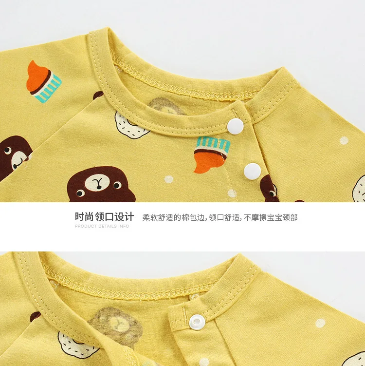 

Summer New Baby One-piece Clothes Baby Cotton Short Sleeve Thin Newborn Rompers Jumpsuits Hot Sale Wholesale Pink Yellow Cartoon
