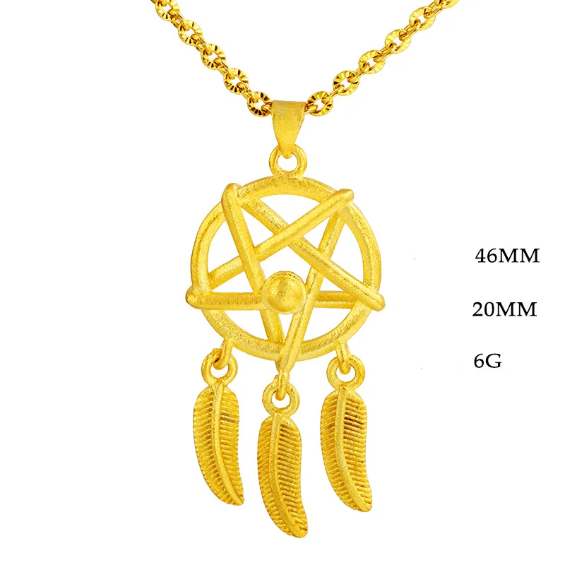 

Luxury 24K Yellow Gold Necklace for Women Dreamcatcher Shaped Necklace Necklace Chain Wedding Party Birthday Fine Jewelry