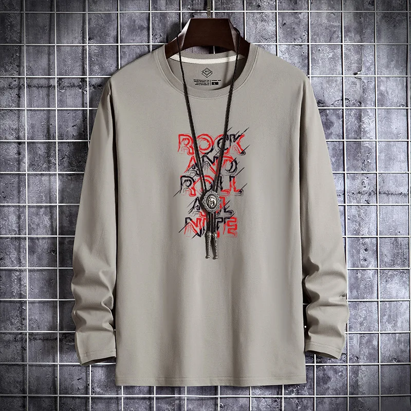 

Мужская футболка с длинным рукавом и круглым вырезом, из натурального хлопка